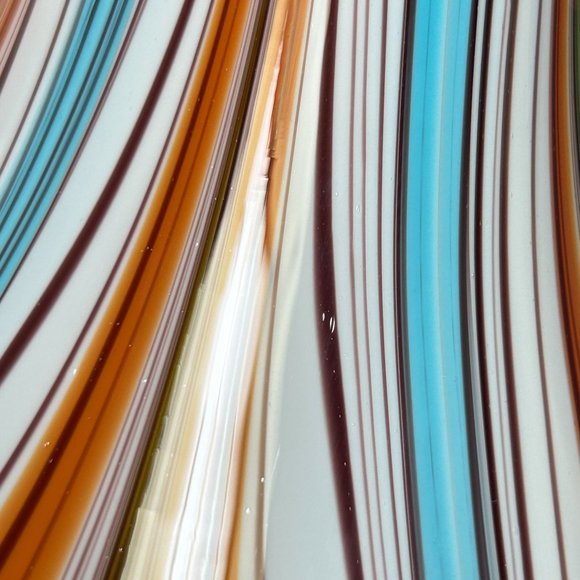 Murano Art Glass Vase Multicolor Bulbous Psychedelic Fluid Feather Striped Decor - Picture 11 of 16